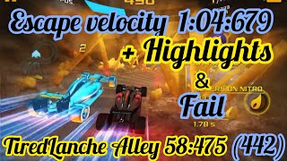 Asphalt 8 | Escape Velocity 1:04:679 / Tiredlanche Alley 58:475(442) & Some decente races + fail 😅