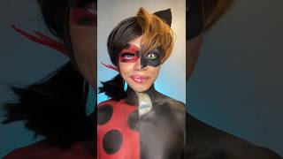 Lady Bug vs Cat Noir 🐞😺 #Makeupinspired #ladybug #catnoir #miraculous #sfxmua #shorts #pachie2323
