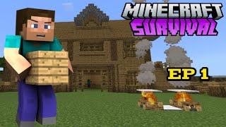 Minecraft survival series EP 1 ♥️ MY First House 🏠 ALI GAMING