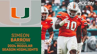 Simeon Barrow 2024 Regular Season Highlights | Miami Defensive Lineman