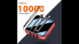 CallMate 10000mAh Power Bank |  Portable Charger in-Built 3 in 1 Cable With 1 USB Port.