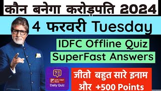 KBC  4 February OFFLINE QUIZ ANSWER |KBC hindi  offline Quiz|KBC 16 Play Along #kbc16 #kbc #kbcquiz