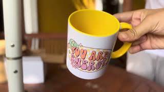 Unboxing Gelato print on demand mug - ceramic yellow color (2024)