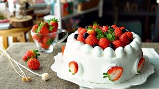 딸기쇼트케이크/ 딸기 생크림 케이크 만들기(strawberry shortcake,꼬마츄츄)