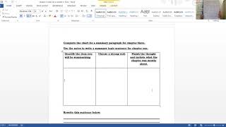Chapter 3 Summary paragraph mini lesson