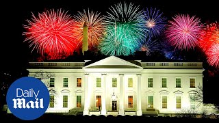 President Biden and First Lady Jill watch inauguration fireworks from White House