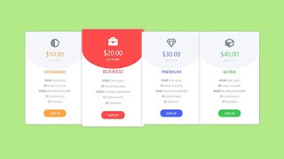 Responsive Pricing Table Using HTML & CSS & Bootstrap