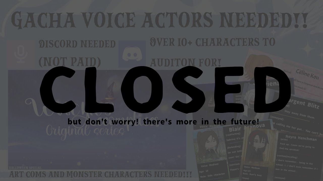Voice Actors Needed пёџ пёџ Open Gacha Voice Acted Series Wave 2 Youtube