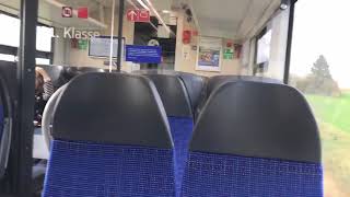 Interior of first class cabin train from Munich to Füssen Germany