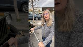 Mom goes shopping in a 1947 Willys Jeep!