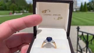 Ronan Campbell 18k Yellow White Gold Blue Sapphire Diamond Ring