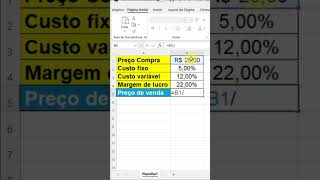 Como calcular Preço de venda no Excel  - com custos