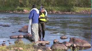 Diving in the river Iesjohka in Karasjok