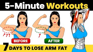 5 Minute Simple FLABBY ARMS Workout 💪 ANYONE CAN DO IT 7 DAYS