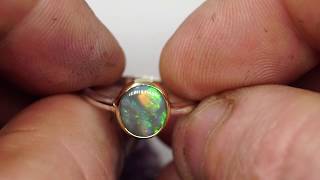 Green round opal ring