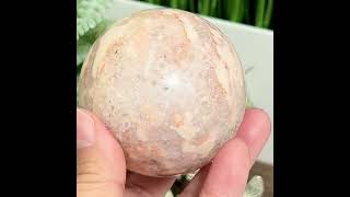 Flower Agate with Quartz Sphere Healing Crystal Ball 374g 66mm