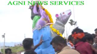 COIMBATORE .. GANESHA FESTIVAL . IDOLS IMMERSED IN LAKE.