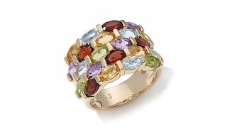 Technibond 4.22ct Multigemstone 5Row Wide Band Ring