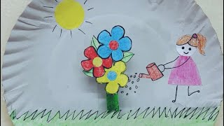 Easy Craft for kids -paper plate growing flower craft -summer activities  for kids