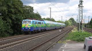 CentralBahn 111 074 komt met DB Touristik Dosto stam langs Düsseldorf-Oberbilk gereden