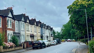 Walking in London suburbs with HEAVY rain ☔️ [4K] | West Drayton | July 2024