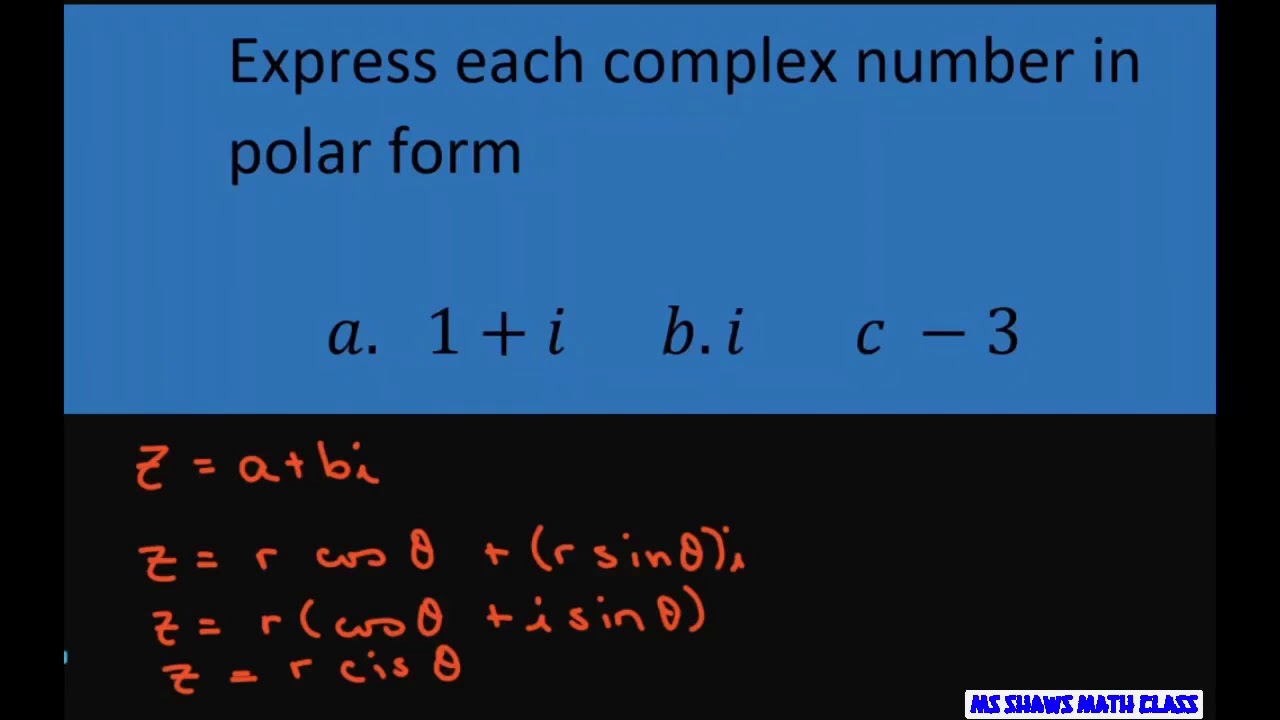 Introduction To Expressing Each Complex Number In Polar Form - YouTube