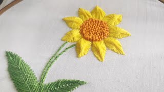 バタフライステッチ ひまわり（手刺繍作品）