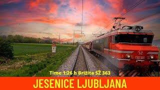 Cab ride Jesenice - Ljubljana (Slovenian Railways) freight train - train drivers view in 4K