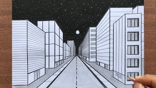 How to Draw a Town in 1-Point Perspective