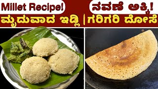 100% ಆರೋಗ್ಯಕರ ನವಣೆ ಅಕ್ಕಿಯಲ್ಲಿ ಇಡ್ಲಿ ಮತ್ತು ದೋಸೆ| Navane Akki Idli | Healthy Foxtail Millet Idli Dosa