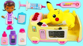 PIKACHU Gets Sick And Visits Doc McStuffins In Ambulance!