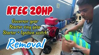 KTEC 20HP Governor gear, Starter ring gear and Starter removal