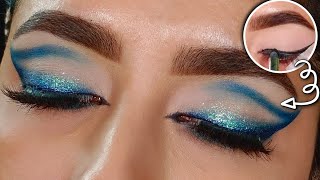 Easy Blue Glitter Party Eye Makeup | Party Eye Look Step By Step For Beginners