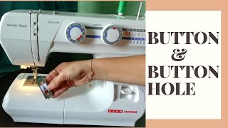 USHA JANOME WONDER STITCH || BUTTONHOLE FOOT DEMO||