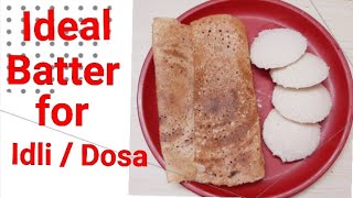 Ideal Batter for Idly and Dosa# 2 In 1 Batter # ఇడ్లీ దోశ కి ఒకే పిండి# No Idly Rava Batter#