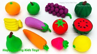 Learn Names of Fruits & Vegetables with Play Doh Surprise Toys Kinder Joy Disney Cars 3 Fun for Kids