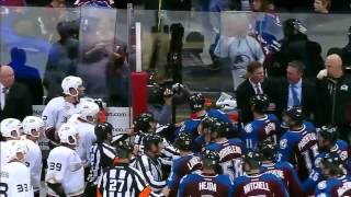 Avalanche coach Patrick Roy gets in verbal altercation with Ducks coach Bruce Boudreau. Oct 2, 2013