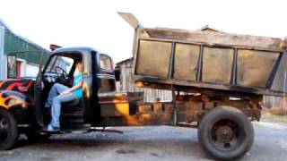 1949 Chevy Dump Truck in flames and running