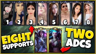 8 E-GIRL SUPPORTS FUNNEL 2 CHALLENGER ADCS (NEW 10 PERSON COLLAB) - League of Legends