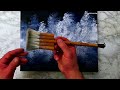 Snow White Landscape | Black Background | Easy Painting for Beginners | Oval Brush Art