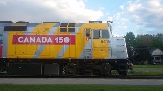 [Wrapped F40PH-2d #6416]VIA 87 and 88 Arriving in Stratford May 30 2017