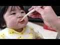 * thumbnail is 47 seconds. baby is baby food and eats carrot for the first time 6 months old girl