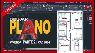 PARTE 2: Como diseñar un plano de vivienda 2D en Autocad 2024 + Bloques Dinámicos Free | Paso a paso