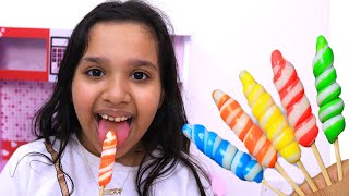 Shafa pretend play with Fruit Lollipops learn Color Song Nursery Rhymes with Mommy