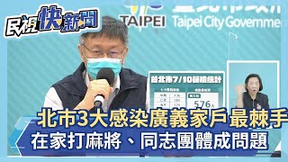 快新聞／柯文哲揭北市3大感染　「廣義家戶」最棘手：在家打麻將、同志團體成問題－民視新聞