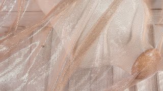 [OneYard] Shimmering Lightweight Soft Sheer Apricot Lurex Mesh 30233