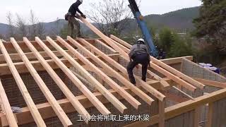 不可思议的木房建造，现代与传统相结合，大量使用了榫卯结构