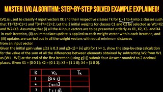 Learning Vector Quantization(LVQ) algorithm with solved example