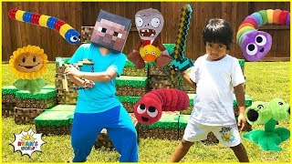 Ryan Pretend Play with Slither.io, Minecraft, Plants vs Zombie, and Roblox In Re