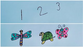 How to draw animal using numbers🐢🦋| Animal drawing for kids | Easy animal drawing  with pencil |